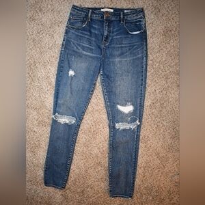 Pacsun High Rise Skinniest Distressed Blue Jeans